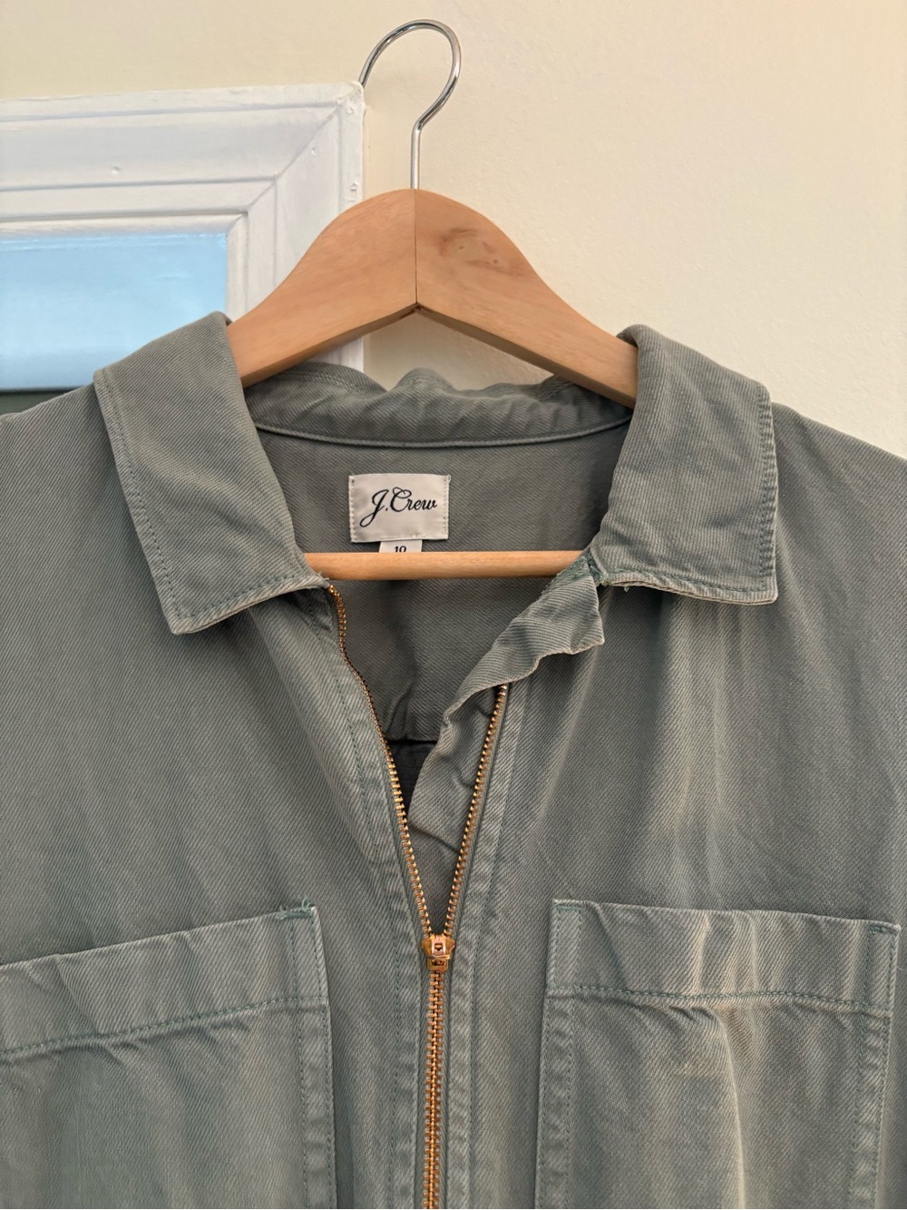 J. Crew Women’s Olive Denim Zip Shirt Dress
